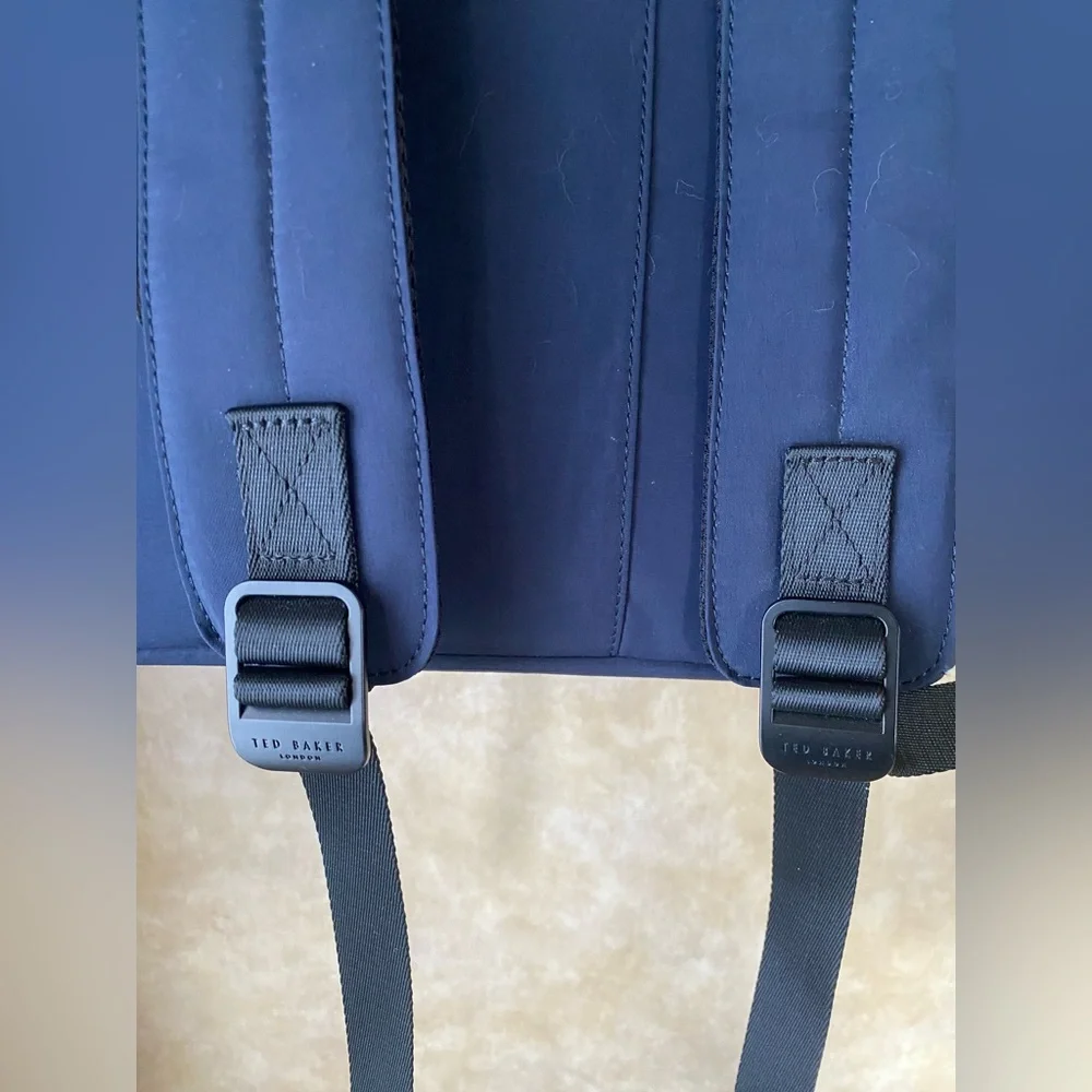 Ted Baker London Navy Blue Roll-Top Backpack NWT OSFM Adjustable - Picture 4 of 11